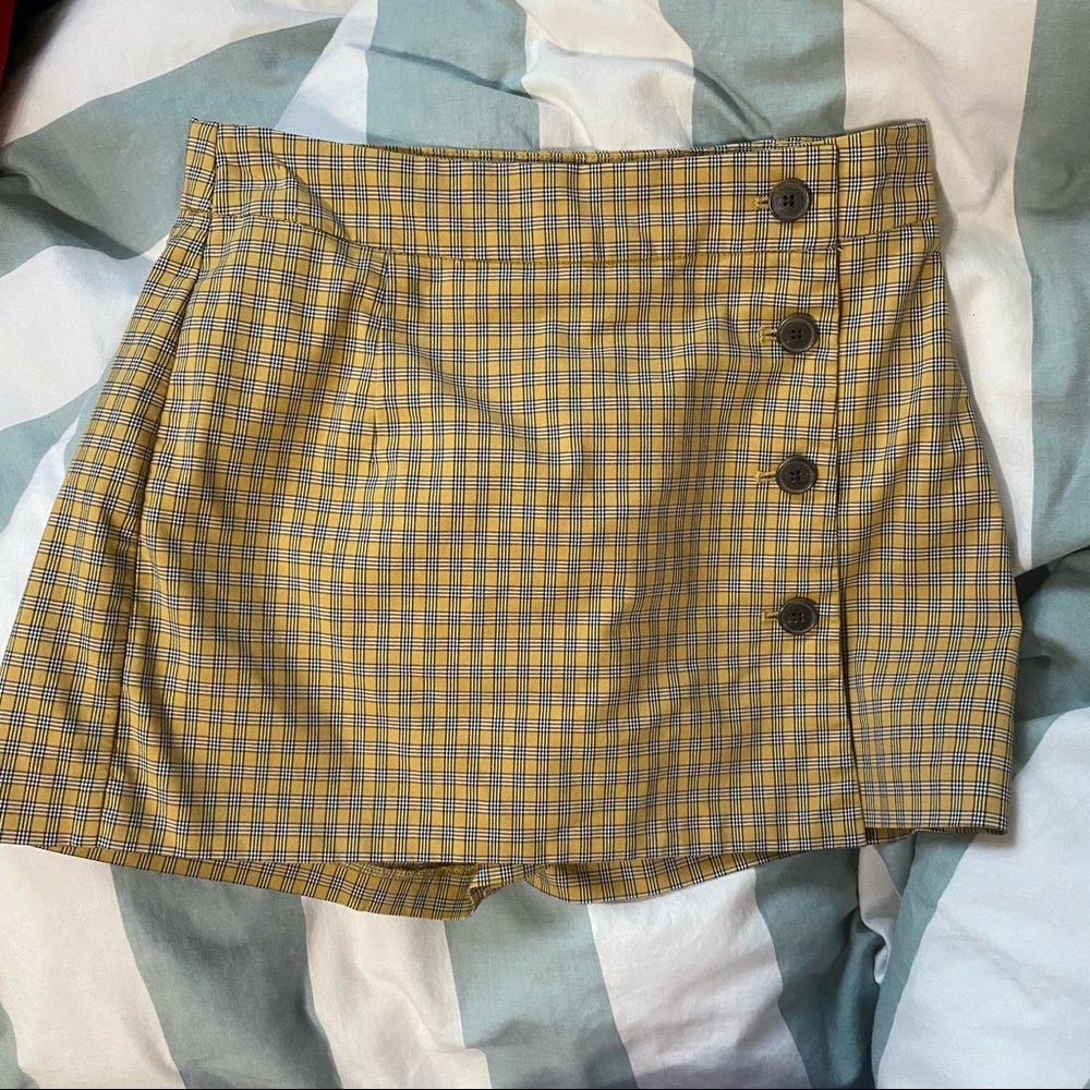 plaid skort with button up detail
